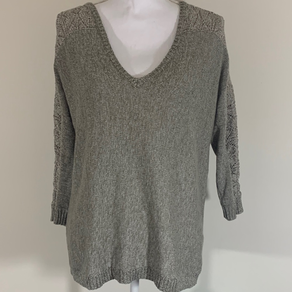 New York & Company XL Crochet Detailing Beige Like New 3/4 Sleeves